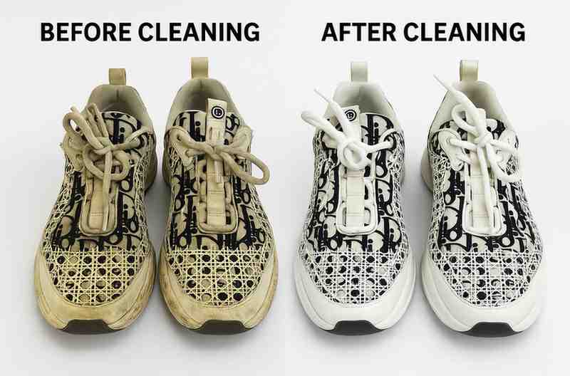 shoes before cleaning and after cleaning by perfectleathercare