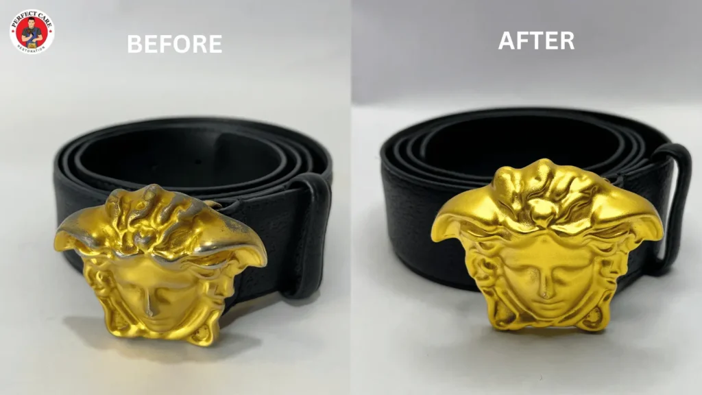 designer leather belt restoration before and after