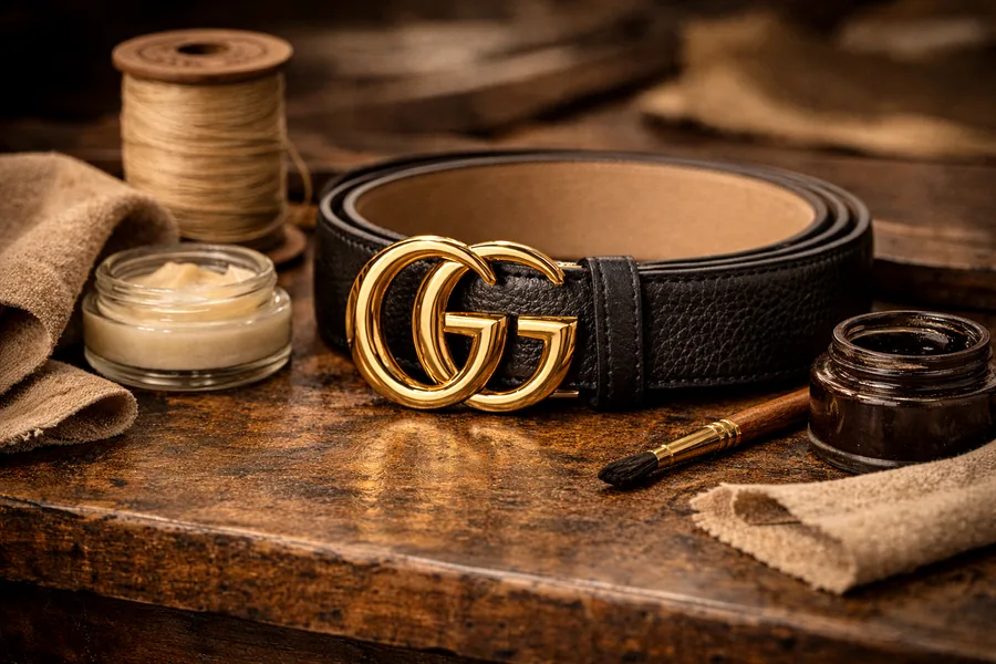 Designer and luxury leather belt restoration with premium finish