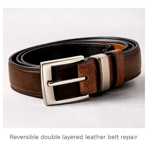 Reversible double layered leather belt repair